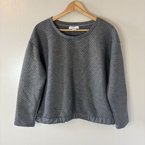 Liz Claiborne Weekend Quilted Sweatshirt Gray Gold Shimmer Pullover Sz Large